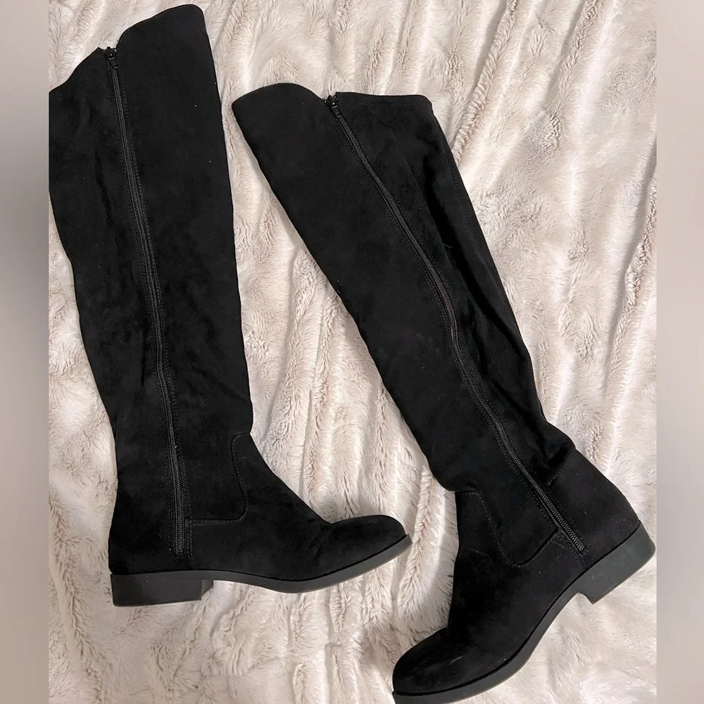 Knee high zip up boots